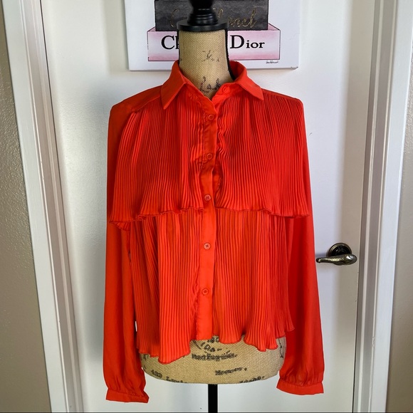 Boho Nasty Gal Jacket/Blouse Orange Button Up Lightweight Summer 4 Size New - Picture 2 of 13
